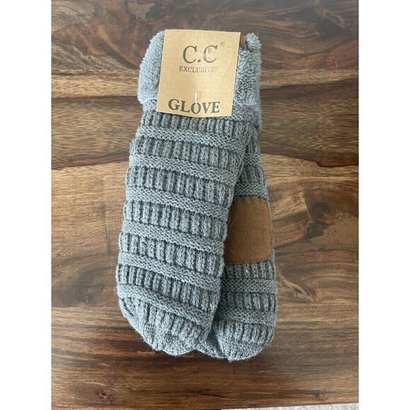 C.C Other - C.C Exclusive Women's Winter Warm Gray Fleece lined Knit Mitten Gloves